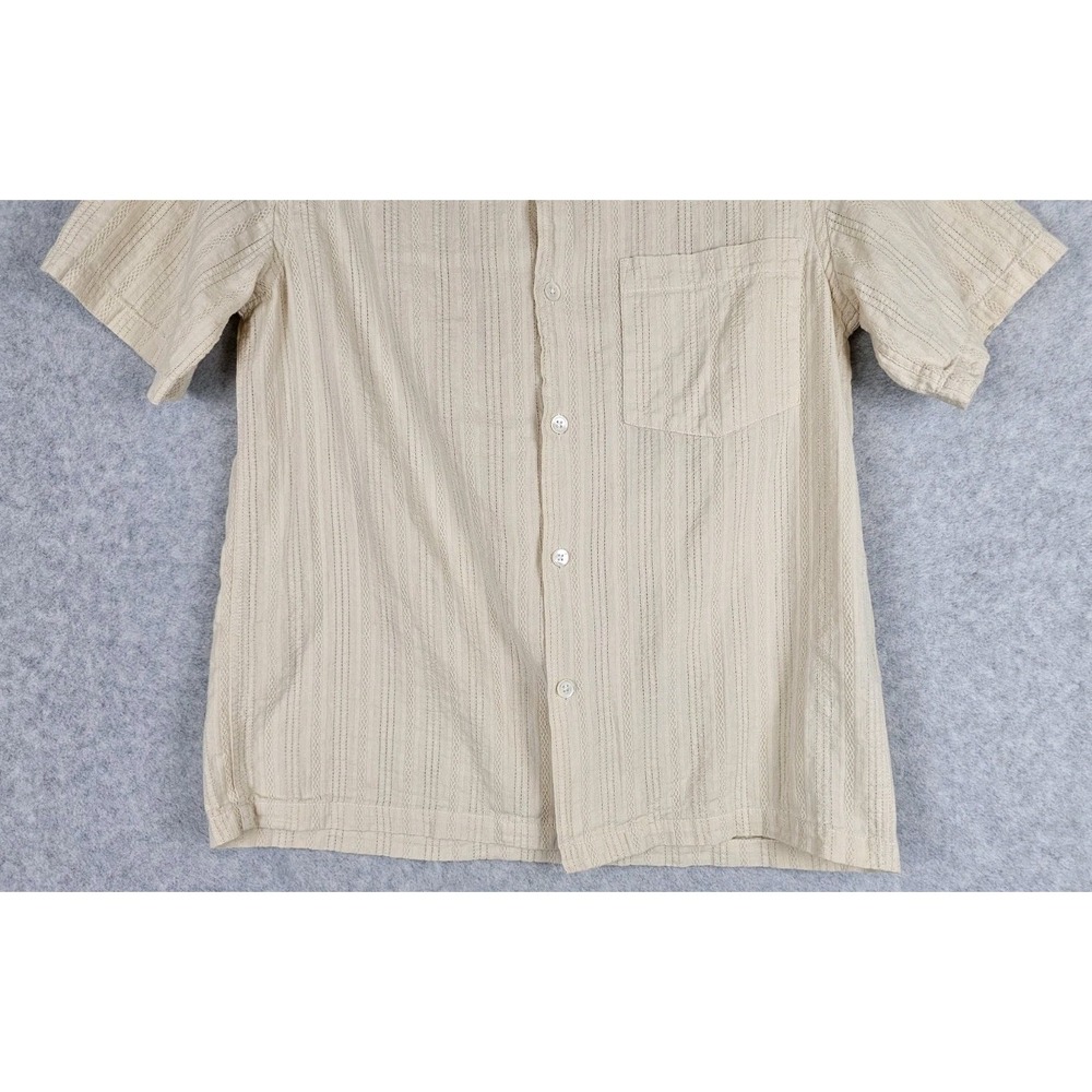 Portuguese Flannel Shirt Vilar Shirt Sand Dobby Camp Loop Collar Cotton Sz Small - Picture 4 of 11